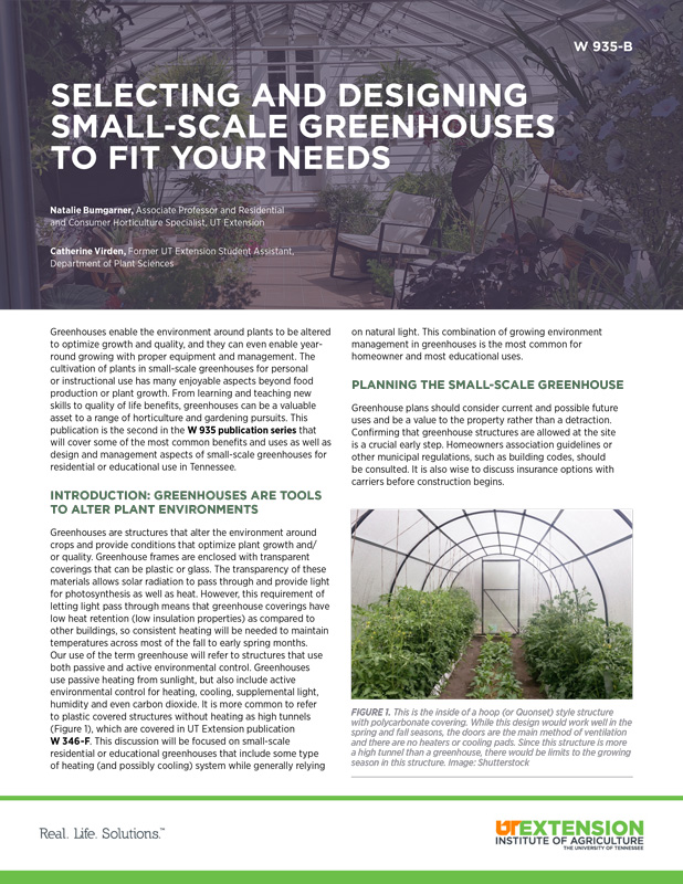 Selecting and designing small-scale greenhouses to fit your needs