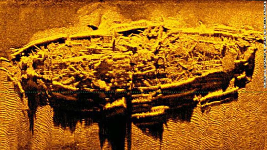 A sonar image of the Confederate steamer wreck