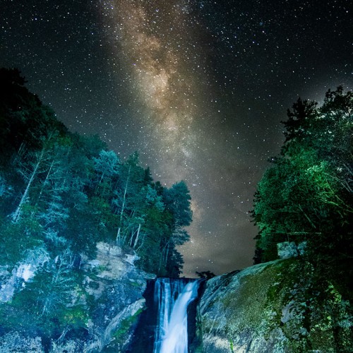 Elk River Falls beneath the Milky Way. When we arrived the sky was cloudy, but my weather app said the clouds would clear at 10:00. They didn't clear until after 11:00, but the result was worth the wait. —Ed Nelson, Mint Hill, Union Power Cooperative