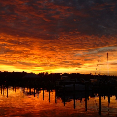 We always look forward to the beautiful sunsets at Albemarle Plantation Marina on the Yeopim River in Hertford. Each minute the sun is setting, the colors become more and more vibrant.—Jeffrey Barrett, Newark, A member of Albemarle EMC 