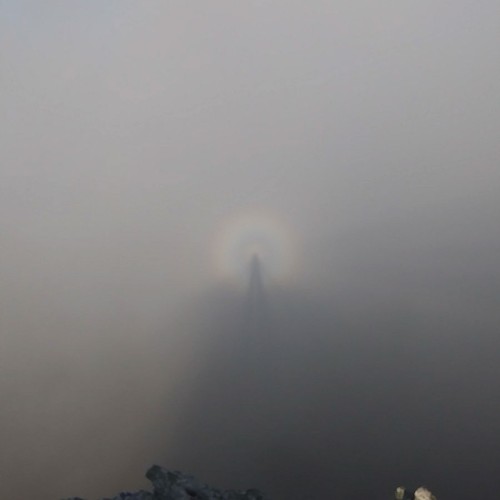 As I looked into the fog on top of Hanging Rock in Stokes County in the early morning, I could see a circle of light with rainbow colors and my shadow. This beautiful sight lasted 20 minutes. —Robert Wallace, Westfield, Surry-Yadkin EMC