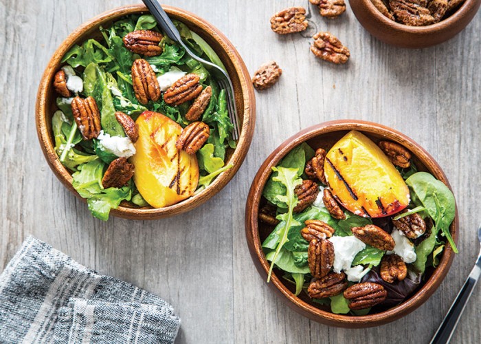 Spiced Pecan Grilled Peach Salad