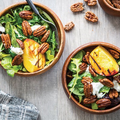 Spiced Pecan Grilled Peach Salad