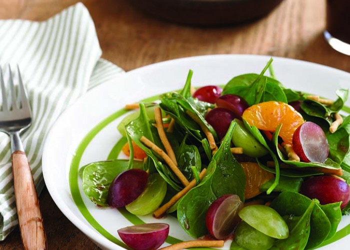 Grape and Spinach Salad with Raspberry Balsamic Dressing
