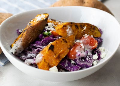 Sweet Potato Wedge and Purple Cabbage Salad