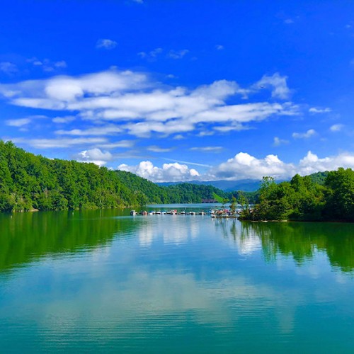 Captured this precious jewel (Fontana Lake) while standing on a bridge on NC Highway 28. I absolutely love the reflections on the lake, boats, fluffy clouds and the mountain view. This is God’s country. —Camilla Johnson, Lowell
