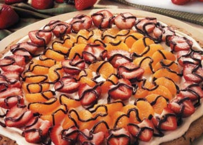 Fruit Topped Triple Chocolate Pizza