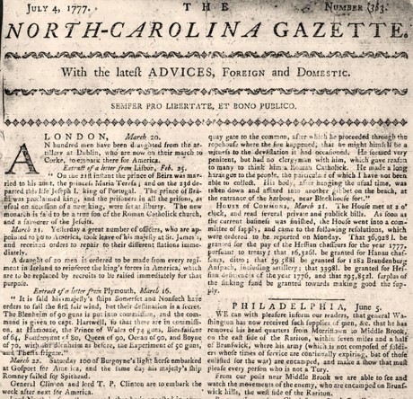 Do You Know… That NC’s Oldest Newspaper was Printed in 1751?