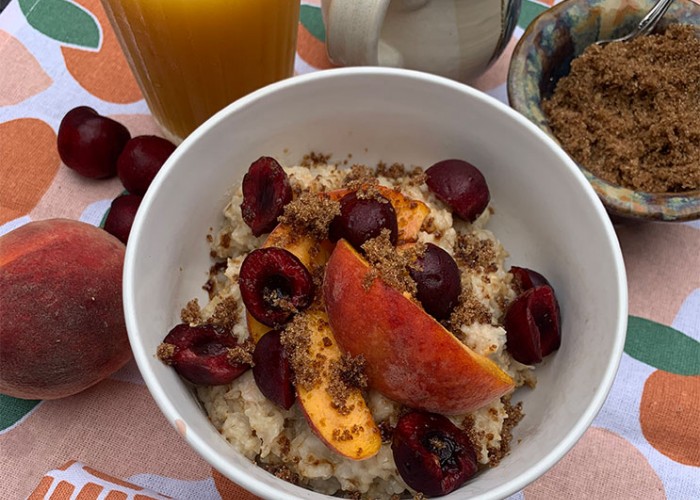 Delicious and Easy Cherry-Peach Oatmeal