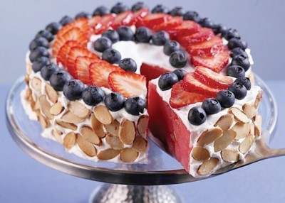 Red, White and Blue Watermelon Cake