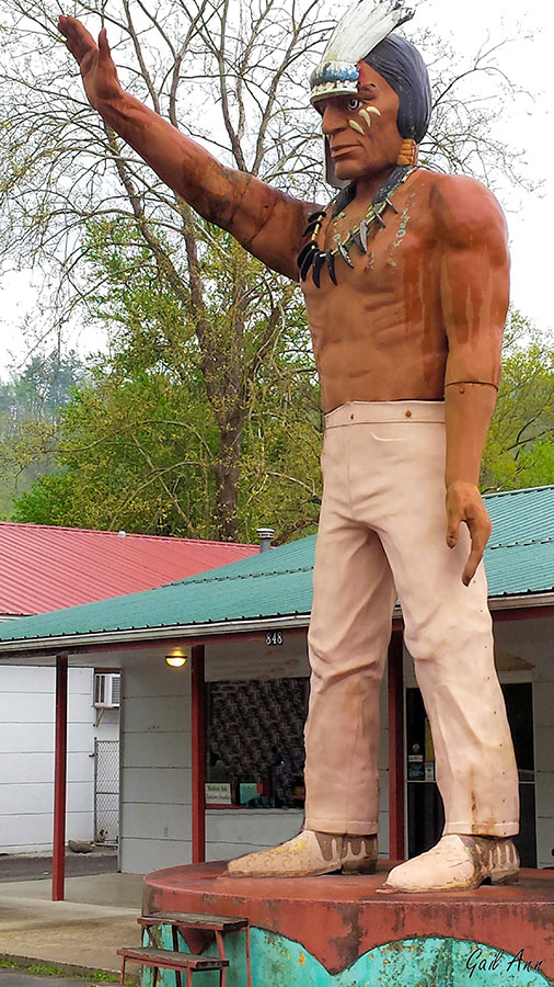 25 foot tall Indian sculpture cherokee
