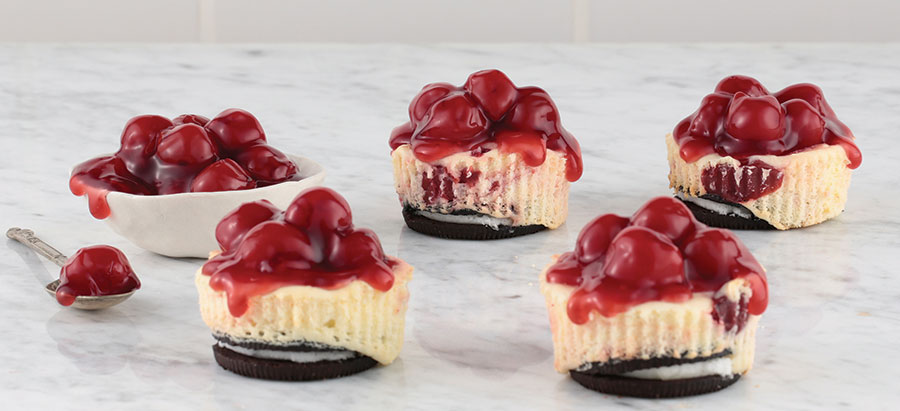 Mini Marbled Cherry Cheesecakes