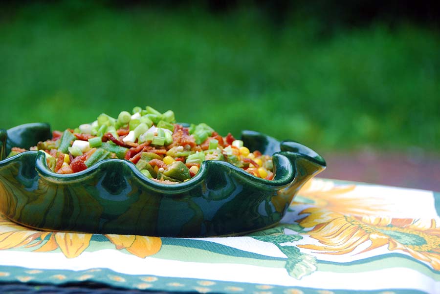 Okra, Tomatoes and Corn