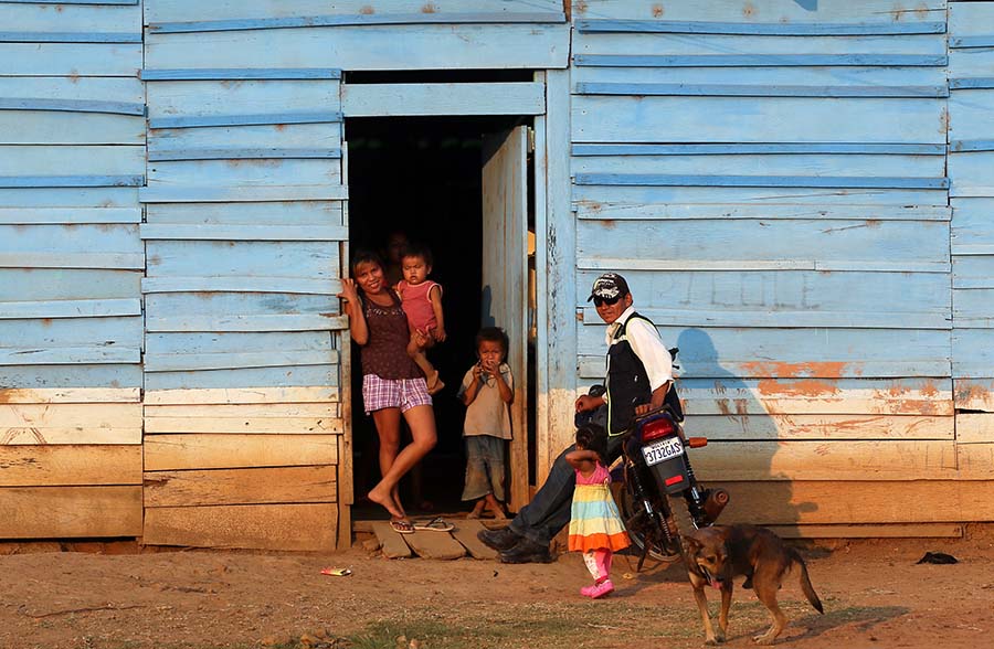 Family at door