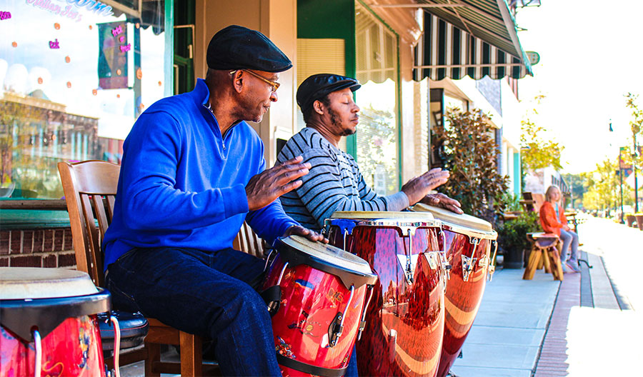 Guys on bongos
