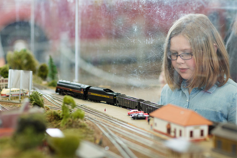 Girl Plexiglass Model Railroad