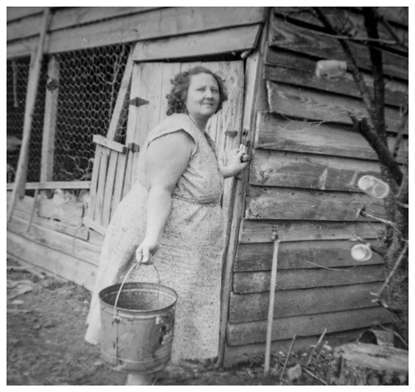 Mama at the chicken coop