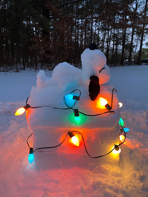 Snoopy with lights close up
