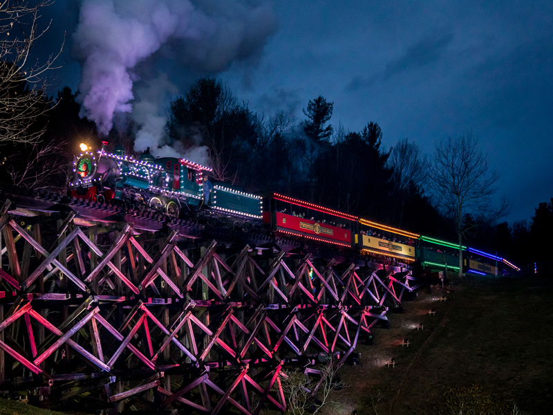 Tweetsie Christmas Train Crossing the Trestle