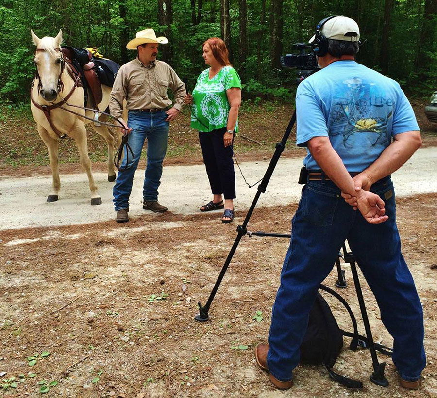 rose interviewing Back Country Horsemen of the Croatan.